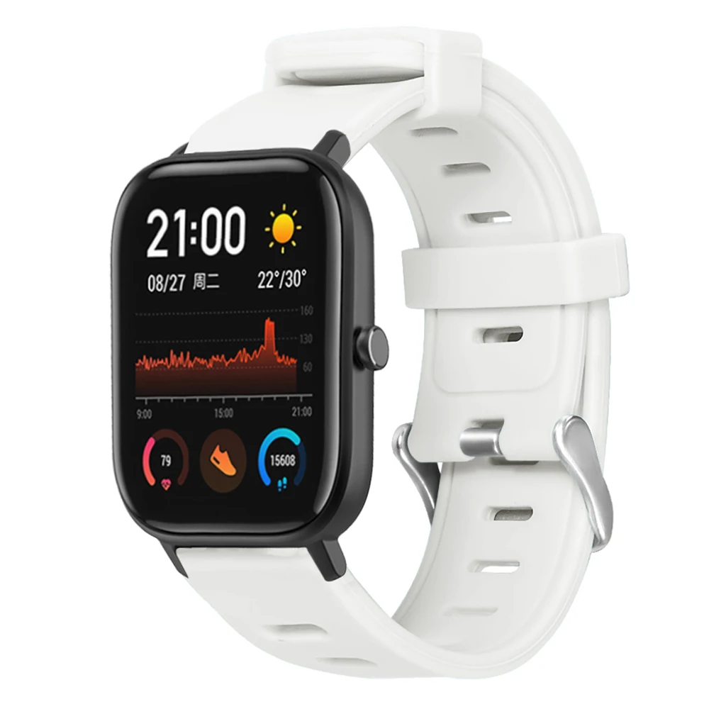 Ремешок для смарт часов Huami Amazfit GTS 20 мм монохромный силиконовый ремешок с плоской
