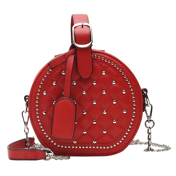 

Crossbody Bags for Women Luxury Handbags Women Bags Designer Lingge Rivet Small Round Bag Female Shoulder Messenger Bag Red