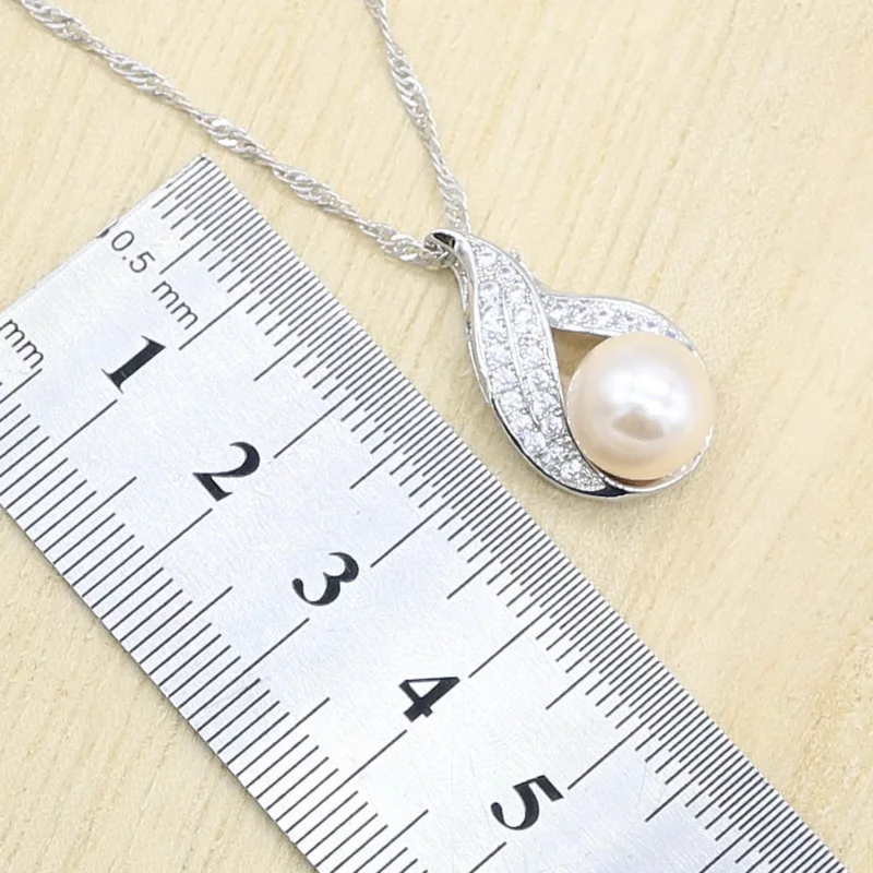 Капли воды розовый жемчуг 925 серебряные ювелирные наборы для женщин белый браслет ожерелье кулон серьги кольцо подарок для свадьбы дня рождения