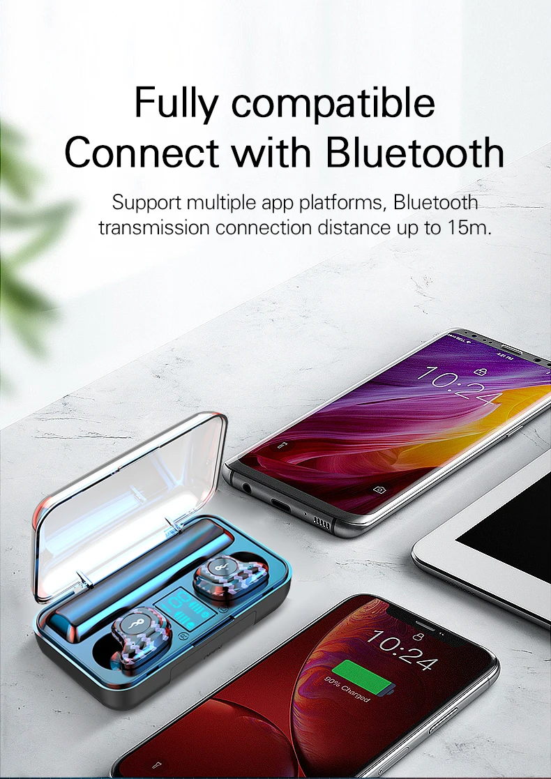 Mr New M20 TWS Bluetooth 5,0 наушники супер бас стерео Беспроводная гарнитура с 2000 мАч светодиодный с цифровым дисплеем 2000 зарядная коробка