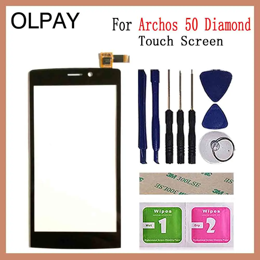 OLPAY 5,0 ''для Archos 50 Алмазный сенсорный экран дигитайзер панель передняя внешняя передняя стеклянная линза сенсорные инструменты Бесплатный клей+ салфетки