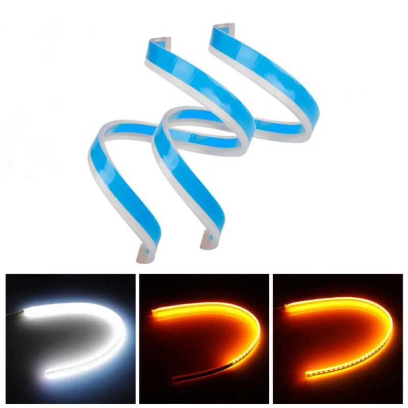 

Balight 45/60CM Ultrafine Car LED Running Lights White Turn Signal Yellow Guide Strip for Headlight Assembly Drop Shipping