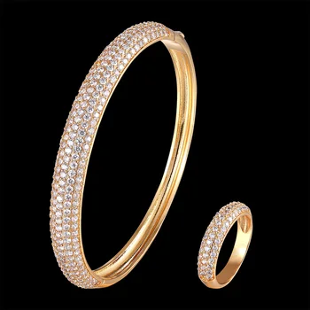 

Lanruisha Simple classic arched Bangle and ring jewelry set 3A zircon micro set fashion accessories for wedding fashion jewelry