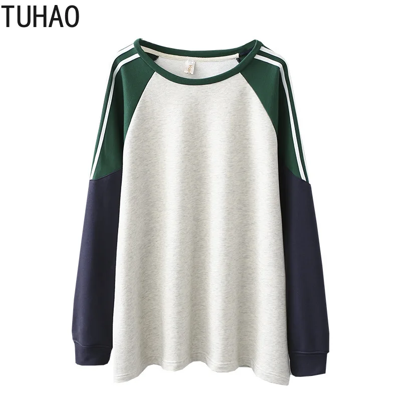TUHAO 4XL 3XL размера плюс разноцветные элегантные цветные пуловеры толстовка с капюшоном осень зима женские повседневные толстовки LZ49