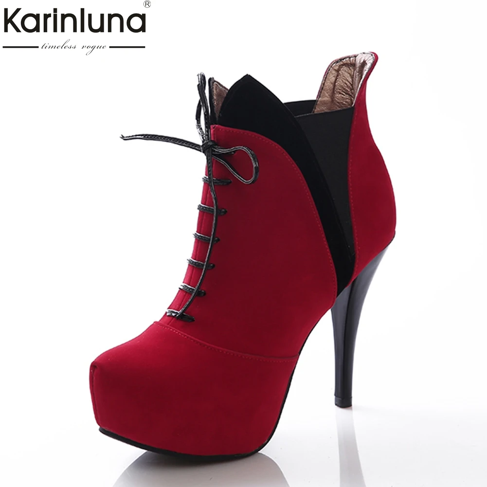 

Women's sexy platform high quality 2020 thin high heels ankle boots woman shoes shoelaces party shoes women boots female