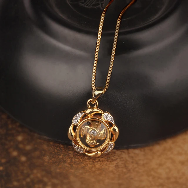 New Arrival Rotatable Windmill Pendant Necklace AAA Cubic Zirconia Pave Gold Silver Color Crystal Necklace Jewelry Women Men Style 18
