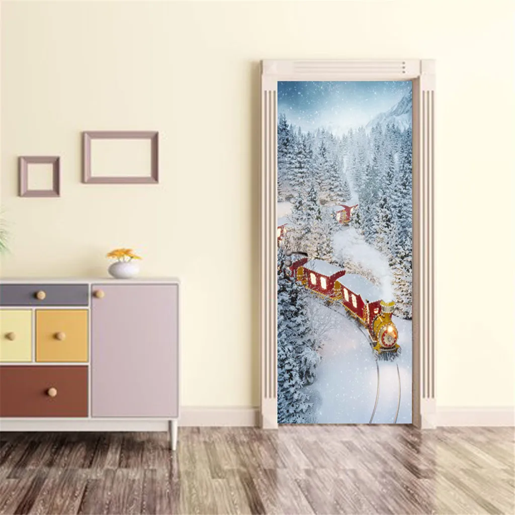 L4 рождественские креативные наклейки на дверь, наклейки на стекло, окна, деревянные двери, настенные наклейки, деревянные двери, настенные наклейки, Настенный декор