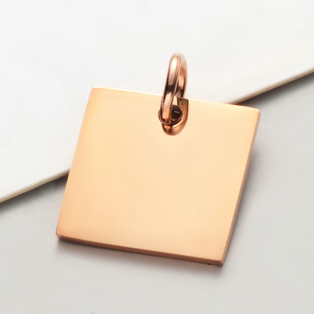 30pcs/Lot   Stainless Steel Mirror Polished Square Pendant  For Making Bracelet  Necklace Accessories