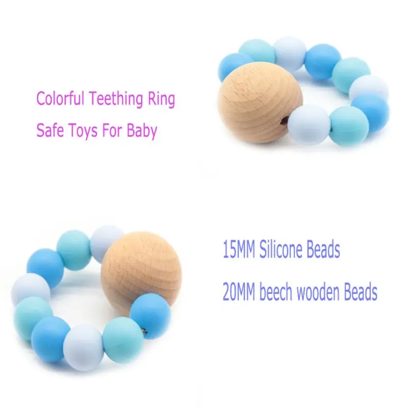 Детский молярный браслет соска цепь клип набор младенцев силиконовые бусины деревянные кольца