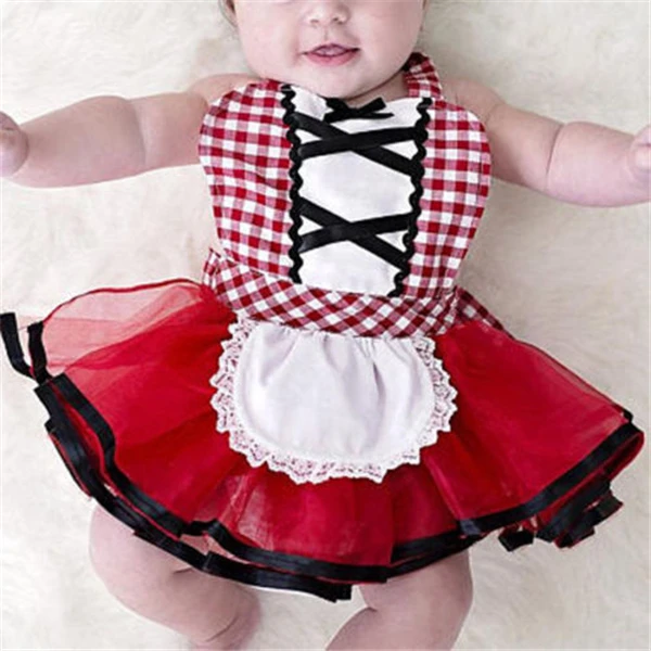 Newborn Toddler Baby Girls Halter Tutu Romper Dress Red Cloak Little Red Riding Hood Outfits Party Cosplay Costume 0-24M vintage Baby Clothing Set