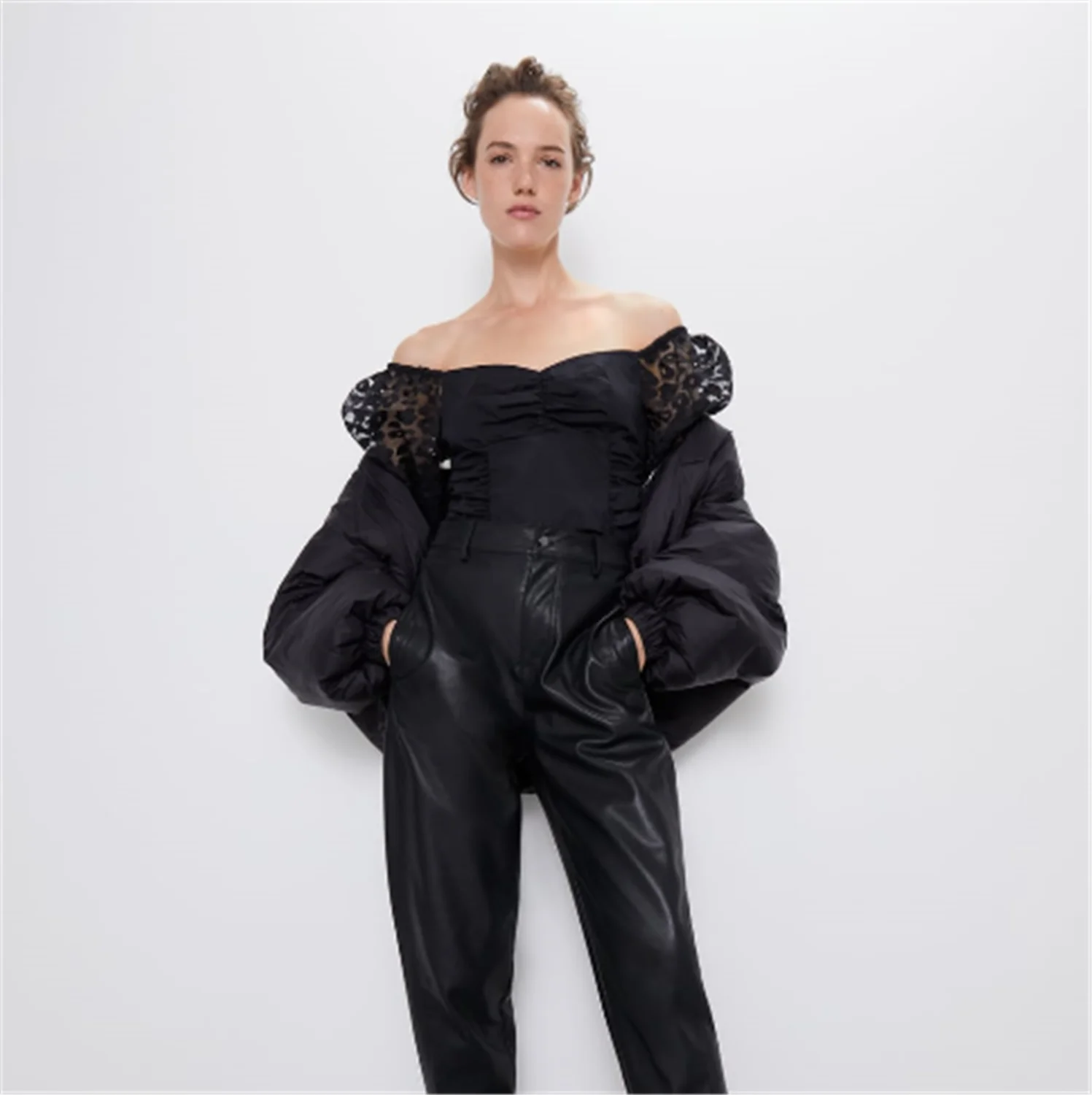 Новинка весны 2020 ZA женская шифоновая рубашка модный топ из органзы женский