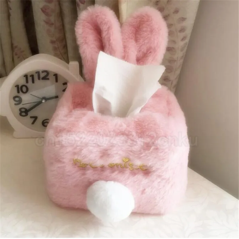 Tissue Box Обложка сладкий розовый белый плюш кролик Tissue Box Прочный домашний Автомобиль Отель Держатель Для Бумажных Салфеток домашний кухонный Органайзер