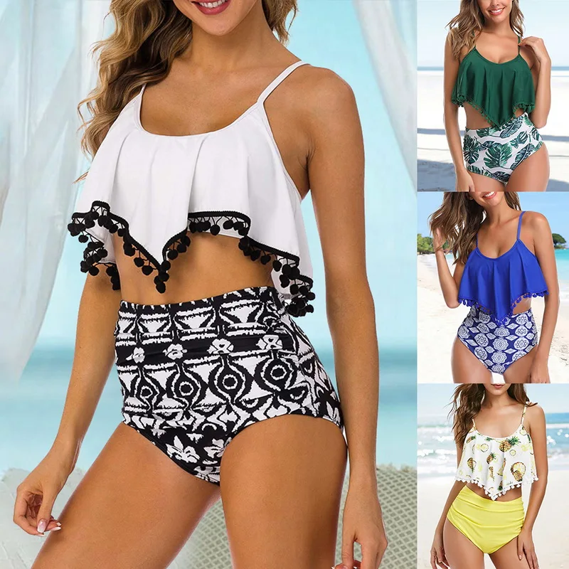 VERTVIE Swimwear Women Bikini 2020 High Waist Swimsuits Ruffle Bikinis Swimming Suit For Womens Tankinis Biquini Bathing Suits VERTVIE Swimwear Women Bikini 2020 High Waist Swimsuits Ruffle Bikinis Swimming Suit For Womens Tankinis Biquini Bathing Suits