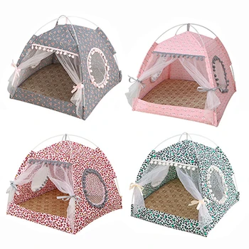 

Summer Pet Bed with Cushion Dog Cat Sleeping House Detachable Cleaning Pet House Medium Small Dog Bed Portable Pet Tent Kennel