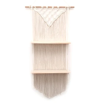 

INS Tapestry Double-Layer Shelf Woven Nordic Bohemian Tapestry Wall Shelf Cotton Tapestry