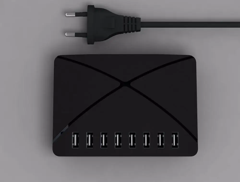 2.4A быстрое зарядное устройство USB адаптер питания смартфоны удлиняющий провод для планшета 8 usb портов розетка ЕС Великобритания США полоса питания для iphone samsung - Цвет: Black