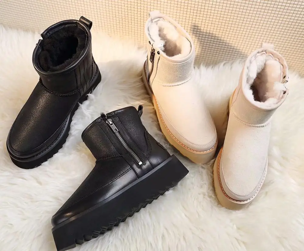 Новые стильные зимние женские ботинки на плоской подошве наивысшего качества; короткие Ботинки Martin с мехом; Размеры 35-40
