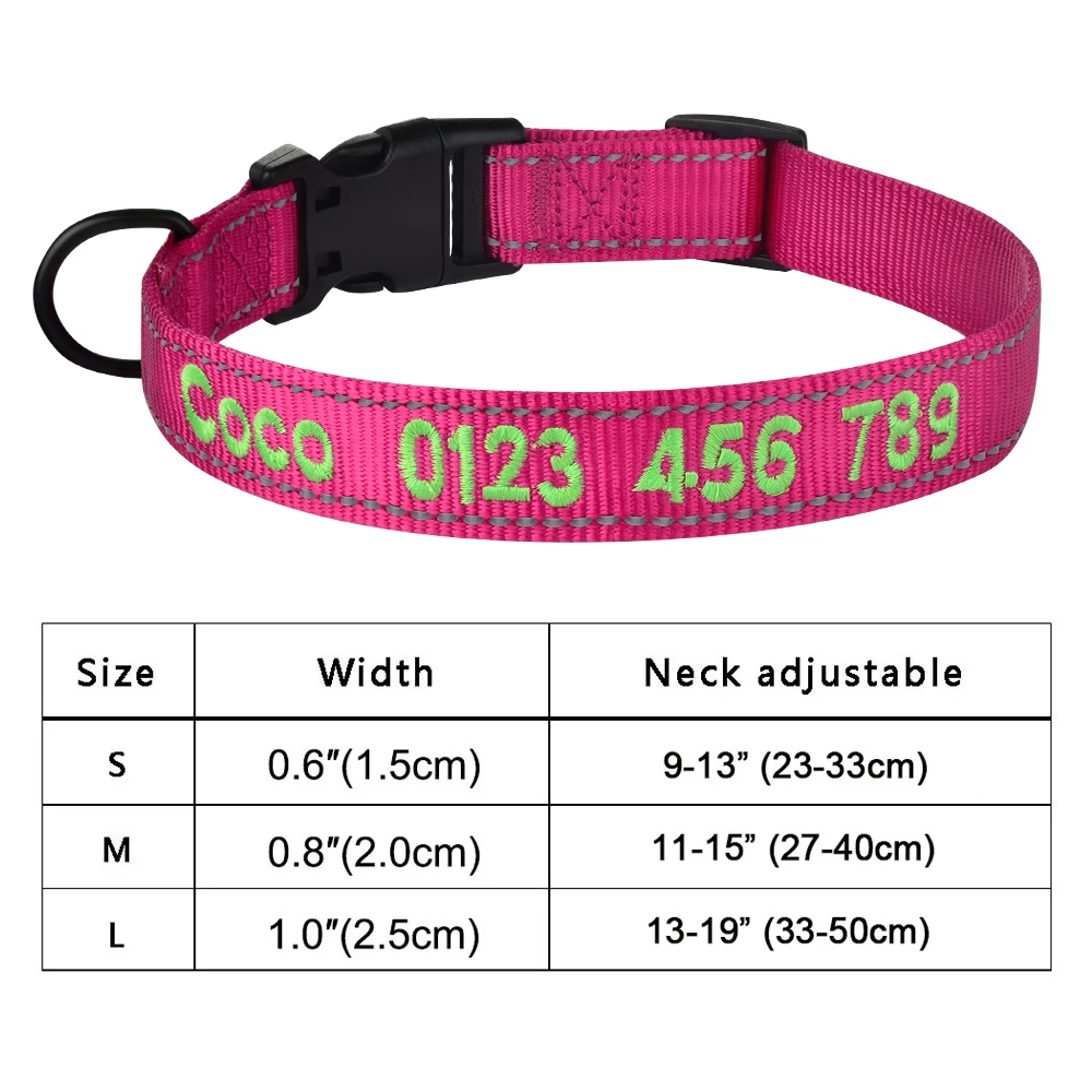 Custom Free Embroidered Name Dog Collars Personalized Dog Collar Nylon Plaid Boy Girl Unisex Dogs Collar Small Large Product Tag 