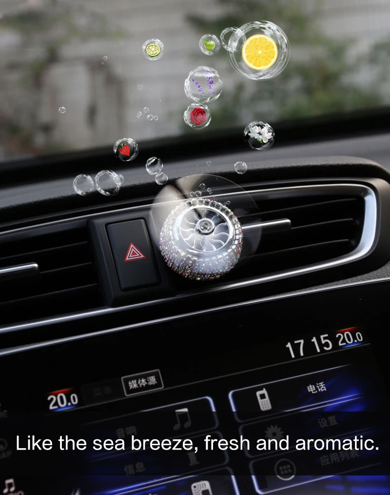 Solid Air Freshener Perfume for Car Air Conditioner Vent Clip Fan Ocean Smell Scent Fragrance Men Women Crystal Auto Accessories