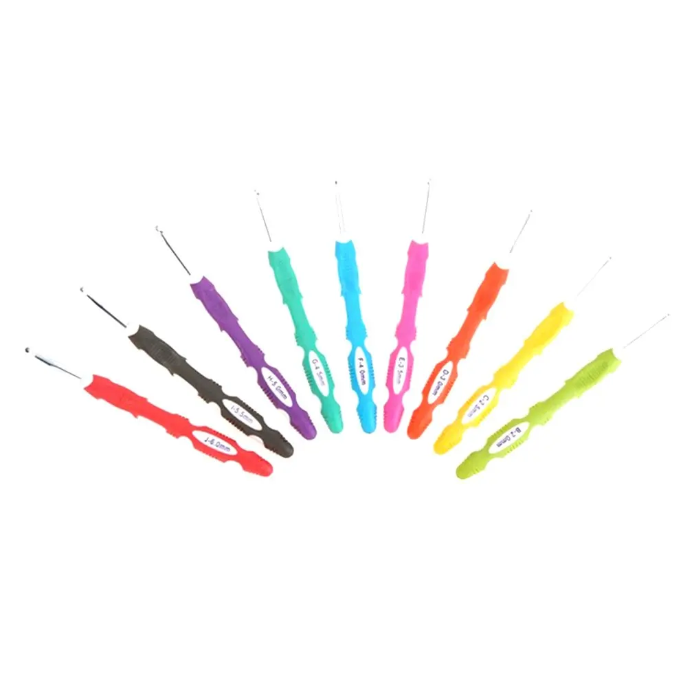 9 шт. многоцветные пластиковые Алюминиевые крючки для вязания крючком пряжа Tpr вязальные иглы набор Профессиональная Мода портативный