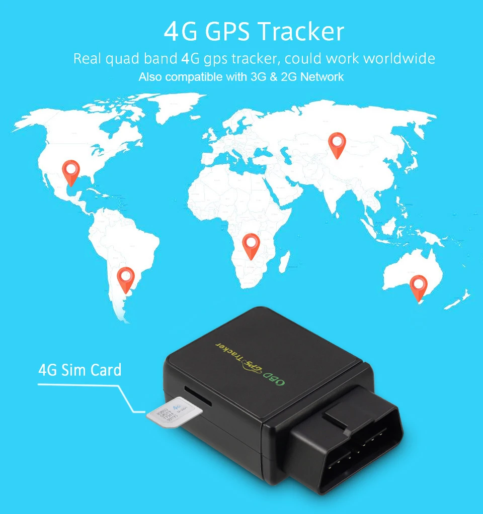 VJOYCAR T830G 4G GPS OBD трекер Автомобильный Google карты датчик движения превышение