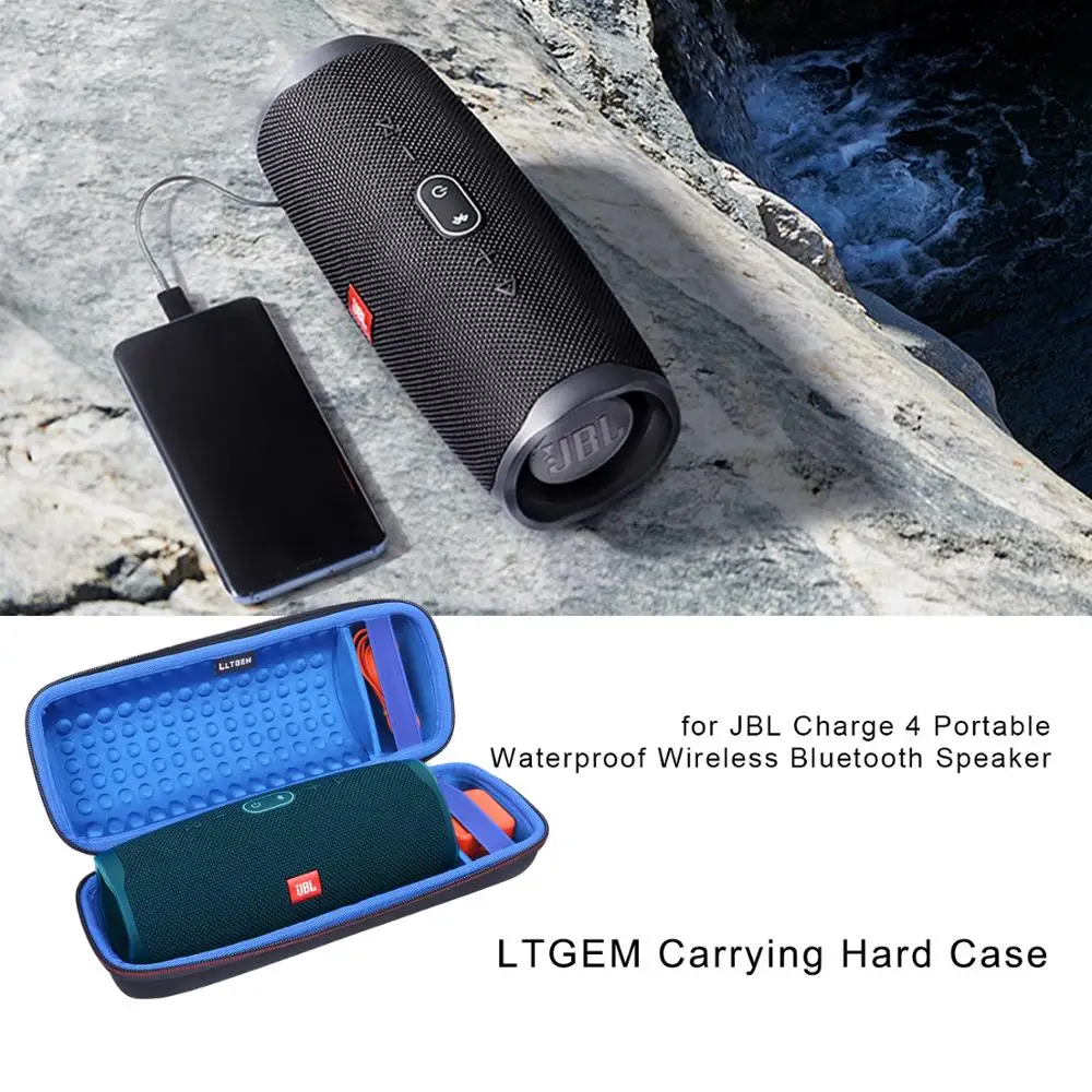 LTGEM жесткий чехол для путешествий для JBL Charge 4 Портативный водонепроницаемый беспроводной bluetooth-динамик-черный. Подходит для usb-кабеля и зарядного устройства