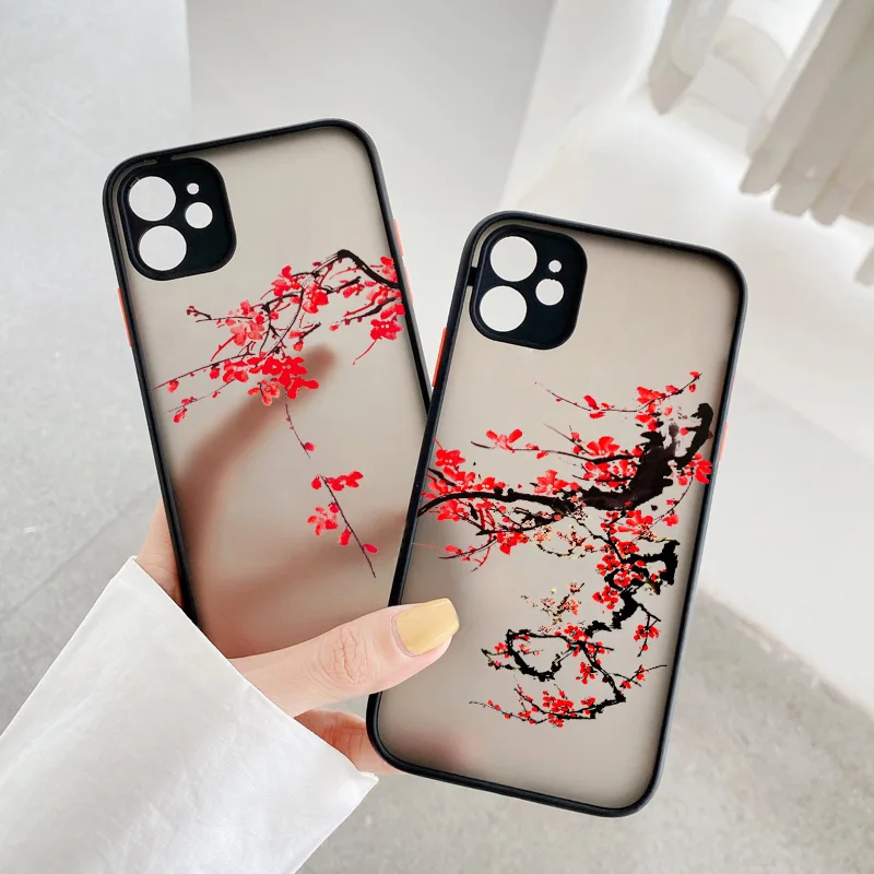 Elegant Plum Blossom Matte Phone Case Cover