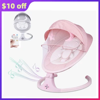 

Smart Electric Baby Cradle Rocking Chair Bed Crib for newborns Care Soothing Remote Control Electric Cradle with Pillow Toys