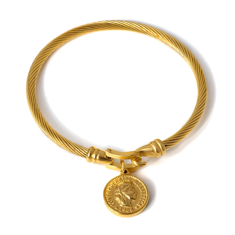 

Saint Cuff Charm Bracelets & Bangles For Women Key Heart Lock Lover Gold Bracelet Stainless Steel Wire Bangle Fashion Jewelry