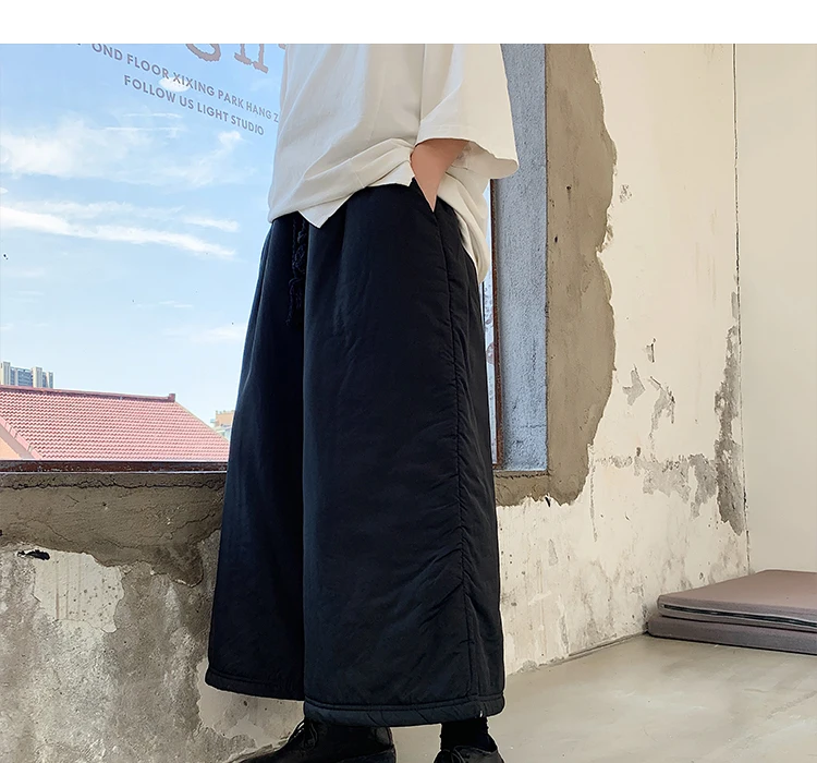 MIXCUBIC зима корейский стиль теплые мягкие широкие брюки мужские повседневные свободные широкие брюки для мужчин брюки