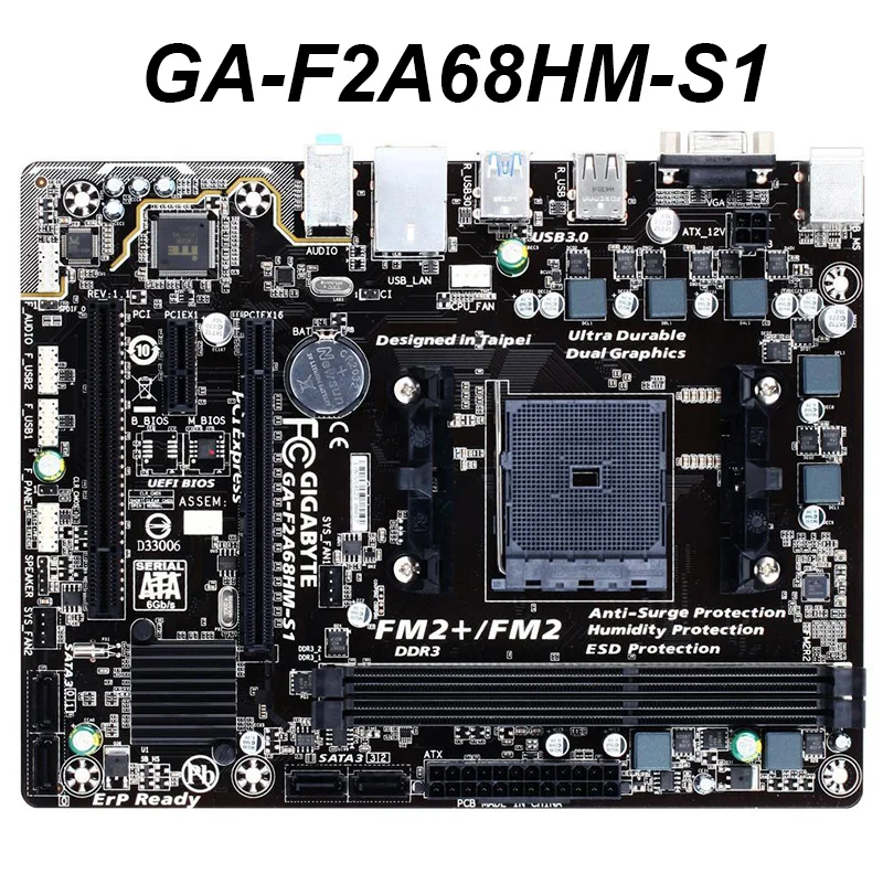Original Motherboard For Gigabyte GA-F2A68HM-S1 F2A68HM-S1 DDR3 Socket FM2 A68H USB3.0 SATA3 64GB Used Desktop Mainboard | Компьютеры и