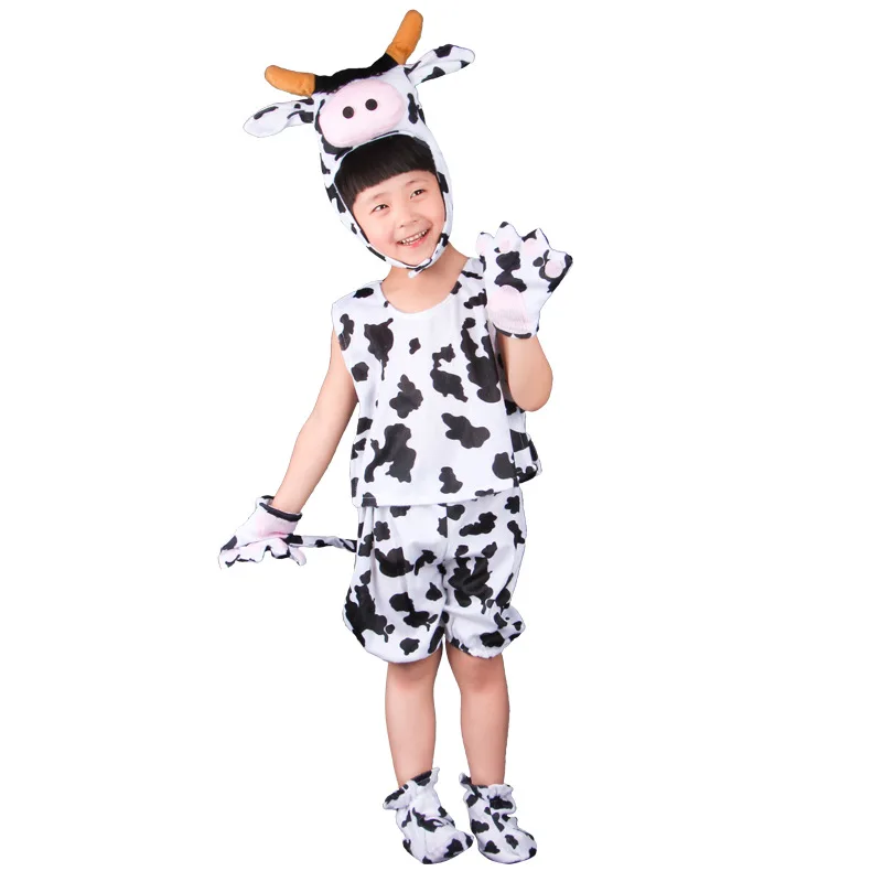 Kid Cosplay Performannce Costumes Summer Short Sleeve Animals Theme Cow Disfraz with Gloves Children Role Play for Girls Boys Kid Cosplay Performannce Costumes Summer Short Sleeve Animals Theme Cow Disfraz with Gloves Children Role Play for Girls Boys