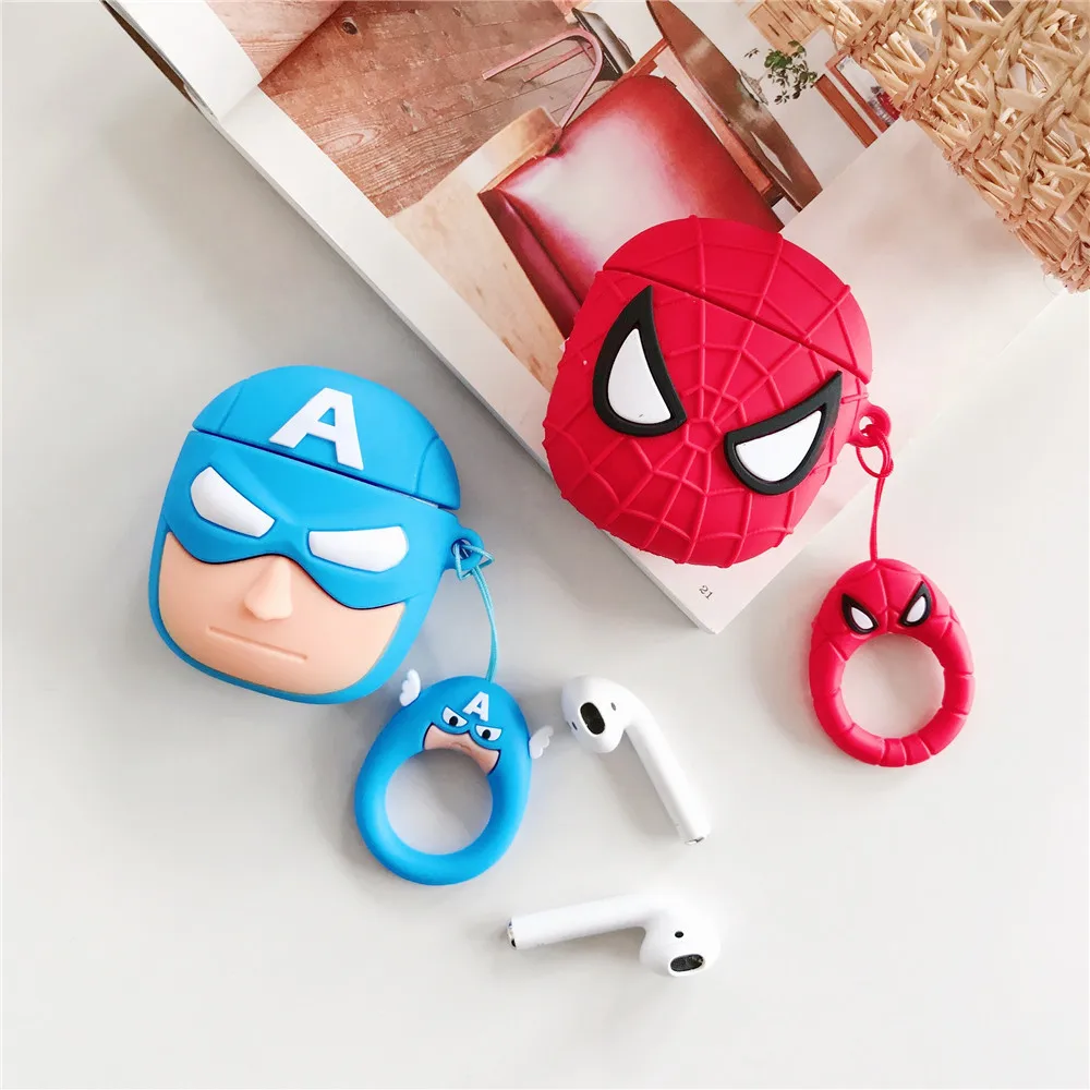 Чехол для наушников airpods, силиконовый чехол с рисунком Marvel, Bluetooth, чехол для наушников Apple AirPods 1 2 tws, чехол