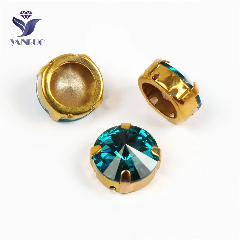 Yanruo 1122 стакан Rivoli Strass хрустальные маскарадные камни металлическая установка DIY заостренный назад пришить стразы для поделок - Цвет: Blue Zircon