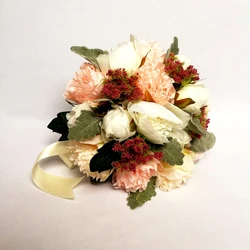 New Fashion Cream Pink Poney Bridal Bouquet Ivory Roses Round 12inch Wedding Flowers Ramo de novia boda