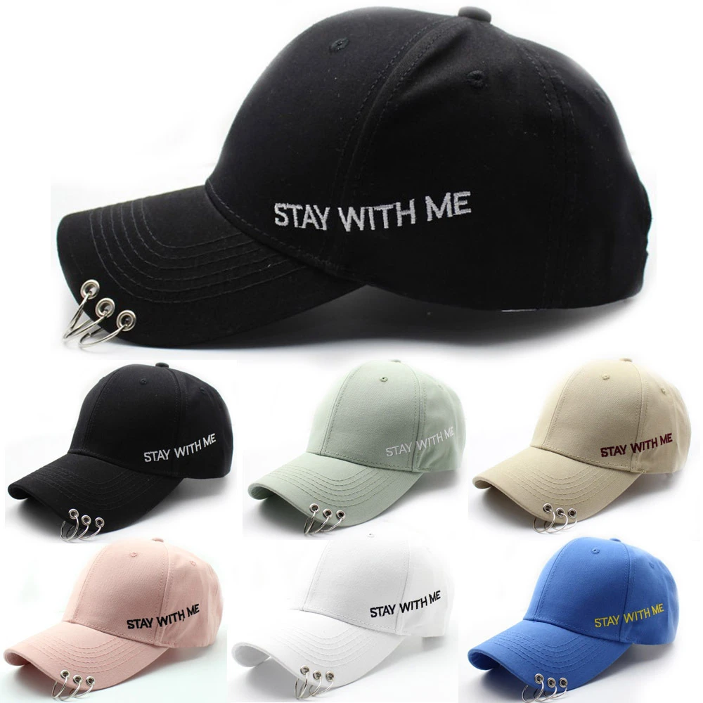 ins style soft top baseball cap embroidered letter stay with me curved hat three-ring peaked cap best baseball caps for women