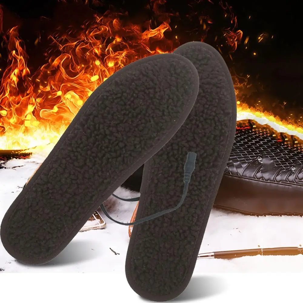 

Lamb Wool Heating Insoles Winter Outdoor Sports Feet USB Heated Insoles Shoes Comfortable Soft 35-46 Shoe Size Warm Insole