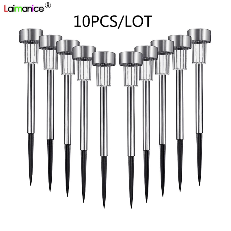 10 шт./лот из нержавеющей стали Солнечный газон свет для сада декоративные