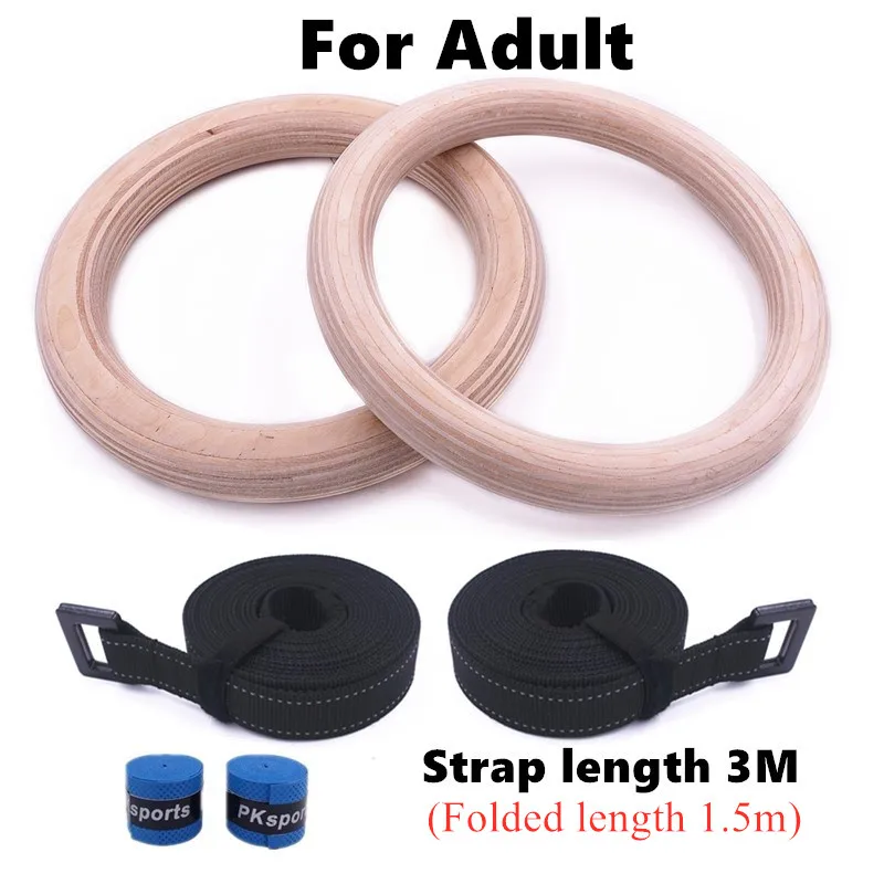 For Adult-3M Кольца гимнастические гимнастика одежда гимнастические кольца для гимнастики Деревянные гимнастические кольца 25/28 мм с регулируемые пряжки, для детей от 1 года до 5 лет, M, ремни для дома зала фитнеса Crossfit - Цвет: For Adult-3M