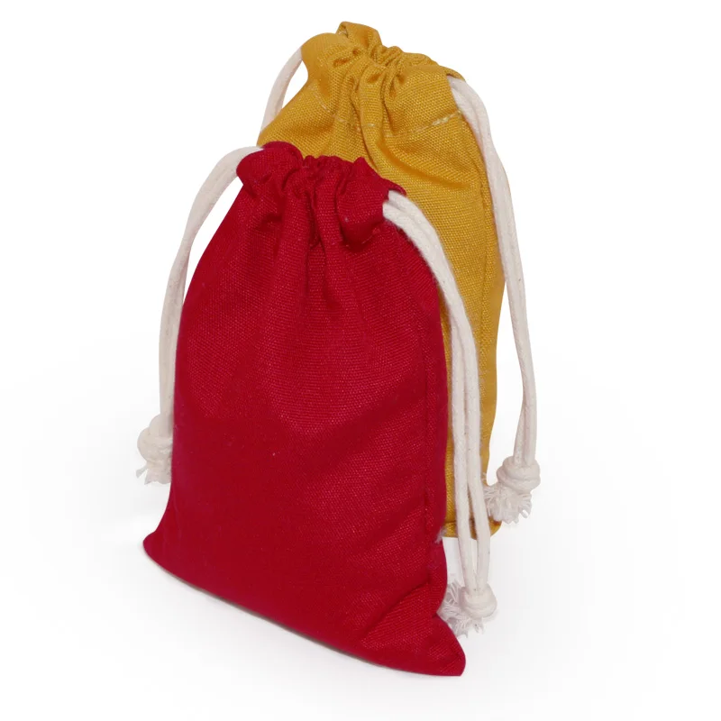 20 Pcs/lot High Quality Colourful Cotton Linen Bags Drawstring Gift Pouches For Jewelry Makeup Christmas Packaging Can Make Logo