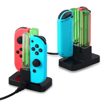 

For Nintendo Switch 4 In 1 Charger Station Controller Charging Base with Dual Colorful LED Light Indicator for N-Switch
