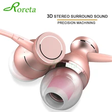 Roreta Высококачественные магнитные проводные наушники со встроенным микрофоном 3,5 мм наушники-вкладыши стерео наушники гарнитура для iPhone