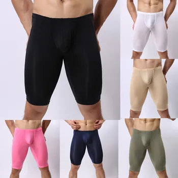 

Men's Sexy Simple Pure Underwear Boxers Fitting Sexy Underpants Mens Long Boxers Warm Panties Man Solid Color Boxershorts Cueca