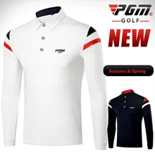 PGM, мужские рубашки для гольфа, с длинным рукавом, дышащие Футболки, поло, воротник, одежда для гольфа, мужская повседневная рубашка для отдыха, для настольного тенниса