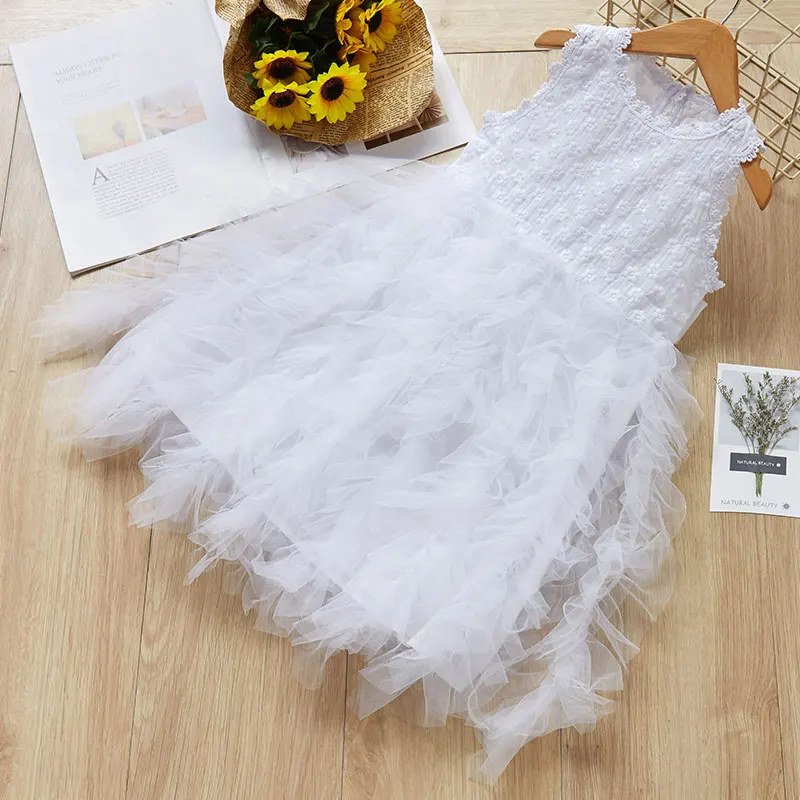 AX937 White Menoea/Детское платье для девочек; коллекция года; летняя сетчатая Одежда для девочек; розовое платье принцессы с аппликацией; детская одежда; платье для маленьких девочек - Цвет: AX937 White