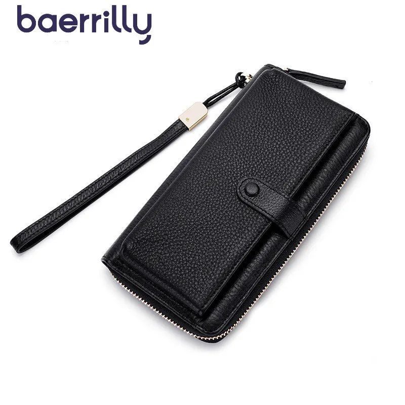 

2019 Women Wallets Genuine Leather Wallet Female Rfid Card Holder Long Clutch Bags Women Wallet With Phone Case Coin Purse Girl