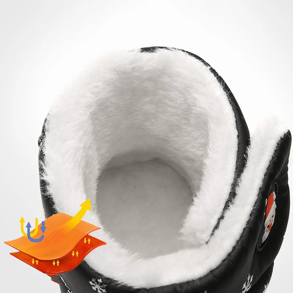 Модные Детские Зимние сапожки для мальчиков и девочек зимние сапоги с принтом