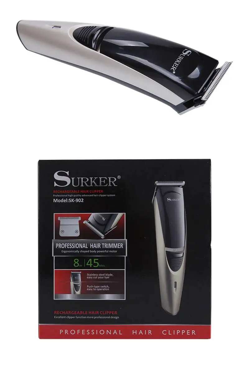 Surker SK-902 профессиональный водонепроницаемый электрический триммер для волос триммер Стрижка для бороды машинка для ухода за телом перезаряжаемая