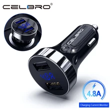 Dual Usb 4.8A автомобильное зарядное устройство для мобильного телефона со светодиодным дисплеем Usb зарядное устройство автомобильное зарядное устройство адаптер для Iphone 11 Xiaomi Note 10 Pro