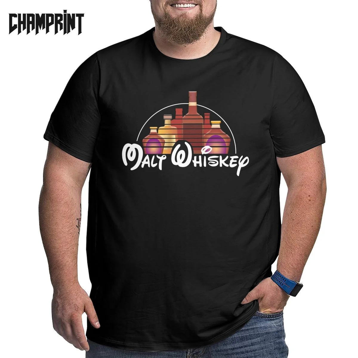 Männer Malt Whisky Bier Getrunken T Shirts 100% Baumwolle Tops Vintage Kurzarm Crewneck Big Tall Tee Shirt Plus größe Große Größe